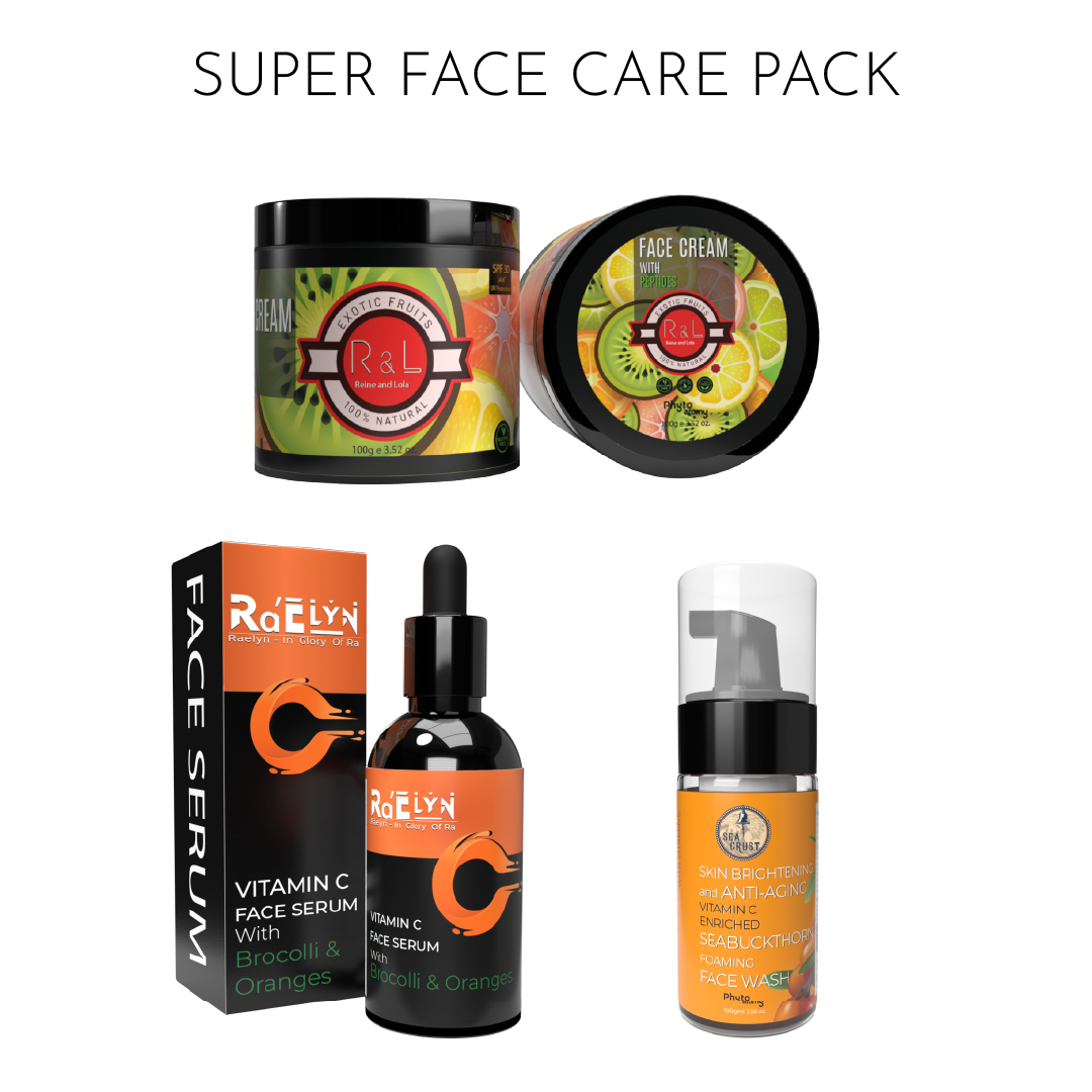 R&L Exotic Fruits Face Cream (100g) + Vitamin C Face Serum with Broccoli & Oranges + Sea Buckthorn with Vitamin C Foaming Face Wash (100 ml)